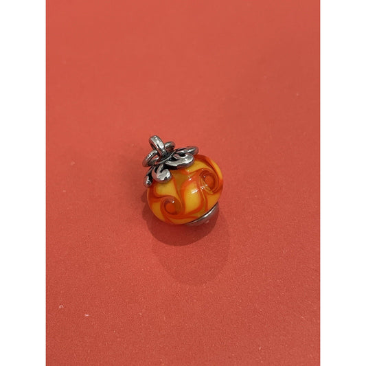 James Avery Retired Orange Summer Sun Finial Glass Art Bead Charm Pre-Owned