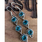 Sterling Silver Blue Topaz Dangle Earrings Long Drop Vintage Style 925