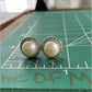 VINTAGE Sterling Silver Pearl Halo Stud Earrings Signed CP 925