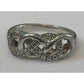 Vintage Pave Diamond Accent Sterling Silver Infinity Lovers Knot Ring Size 7