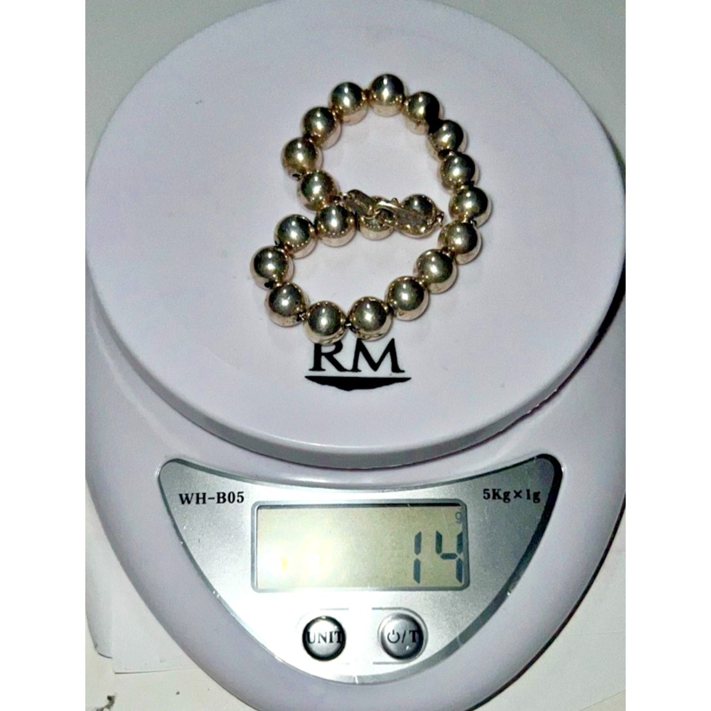 Vintage Sterling Silver Bead Bracelet 14g – Graduated Round Beads Mexico 925