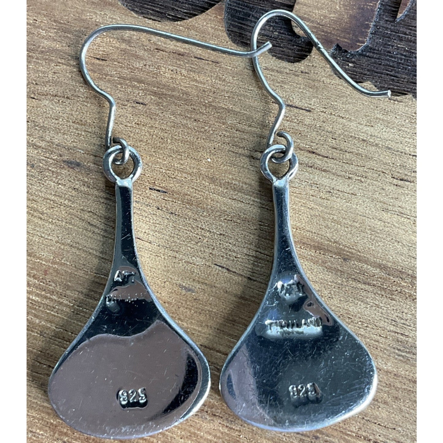 Vintage ATI Thailand 925 Sterling Silver Red Jasper Dangle Drop Earrings