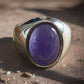 Sterling Silver Purple Cabachon Stone Ring 925 Size 7.5 Oval Statement Rings