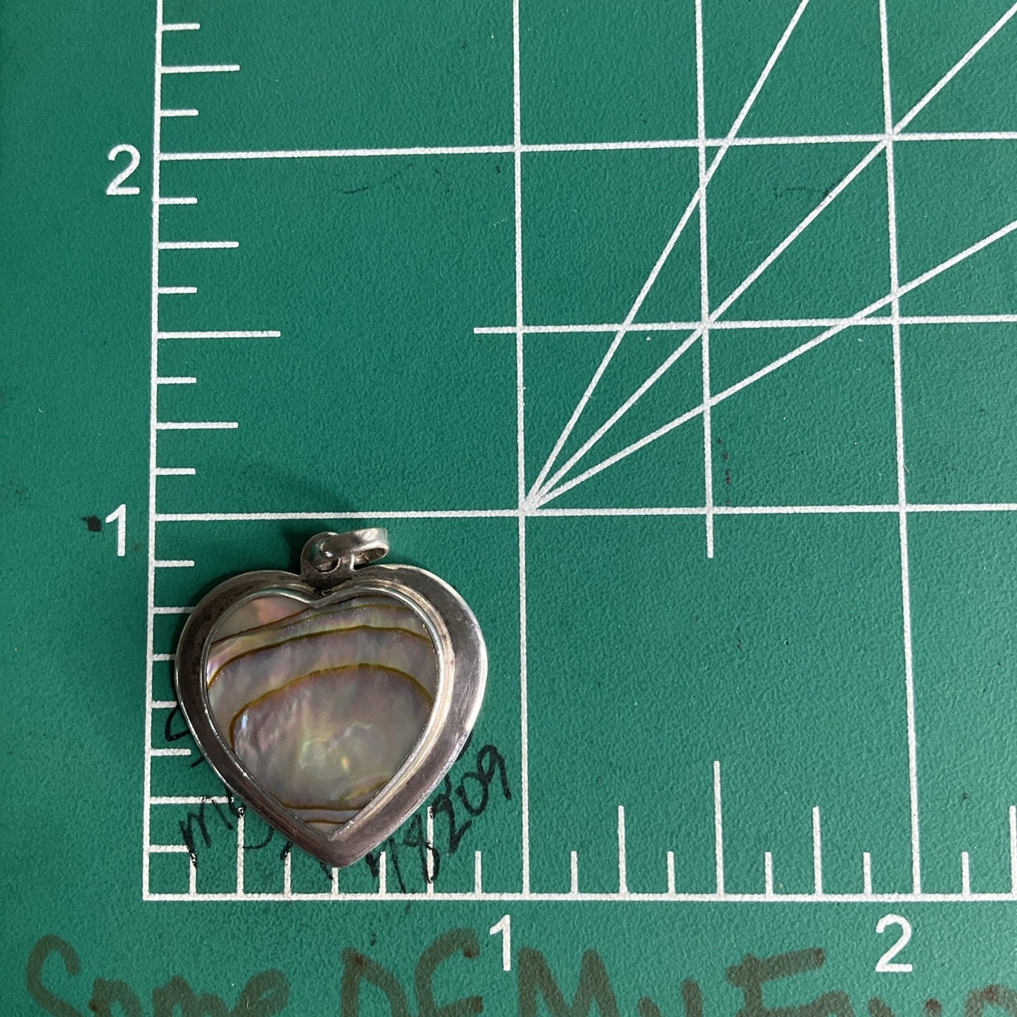 Sterling Silver Mother of Pearl Heart Pendant 925 Iridescent Shell Vintage Style