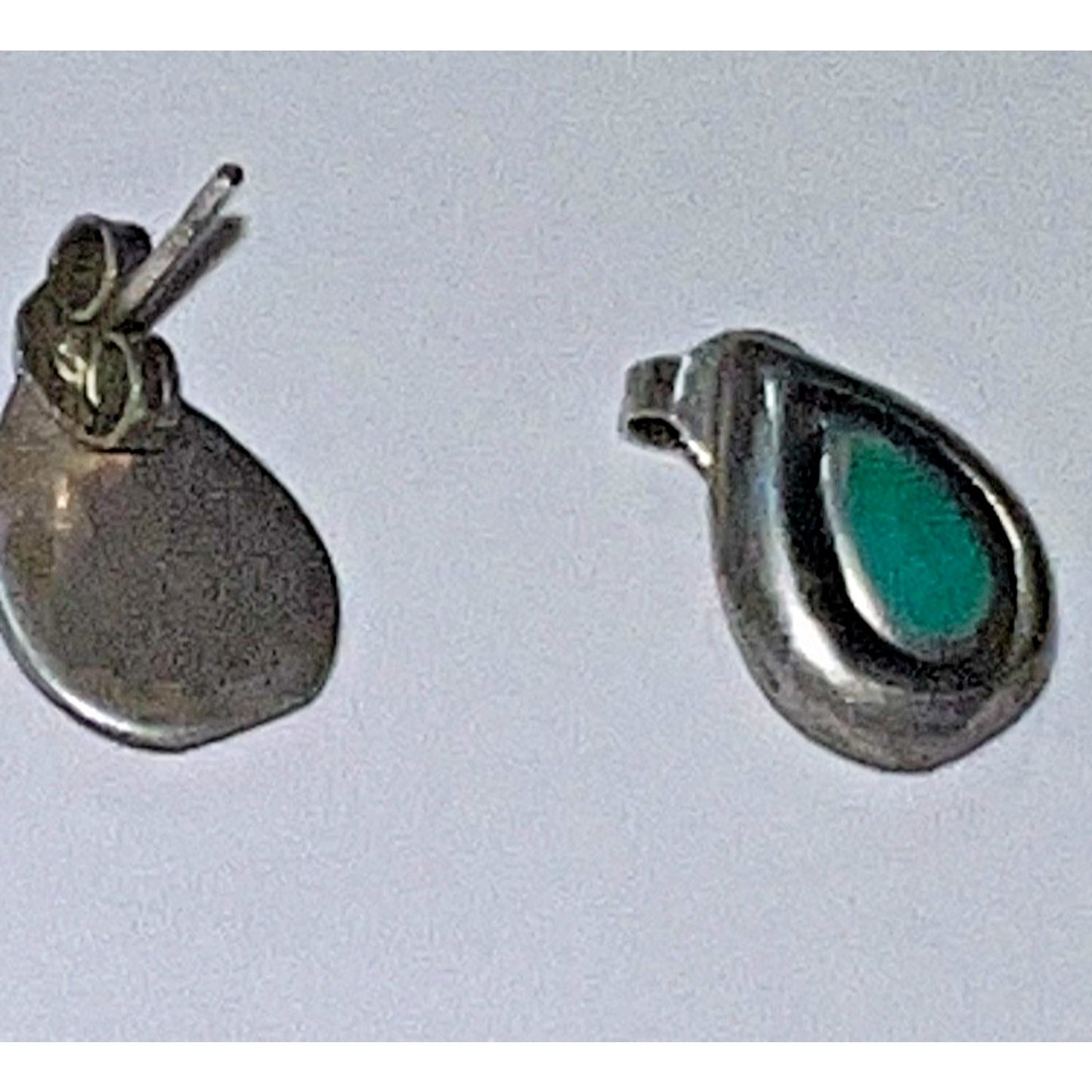 Vintage Sterling Silver Sleeping Beauty Turquoise Teardrop Stud Earrings 4g