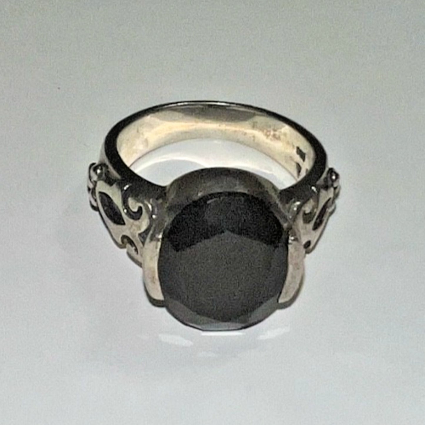 Handcrafted Napier Sterling Silver 925 Large Black Onyx Gemstone Ring Size 9.5