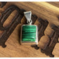 Sterling Silver Green Malachite Square Pendants .925 Modernist Statement Jewerly
