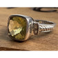 Sterling Silver Yellow Stone Ring Size 7 Cushion Cut Statement Ring 925