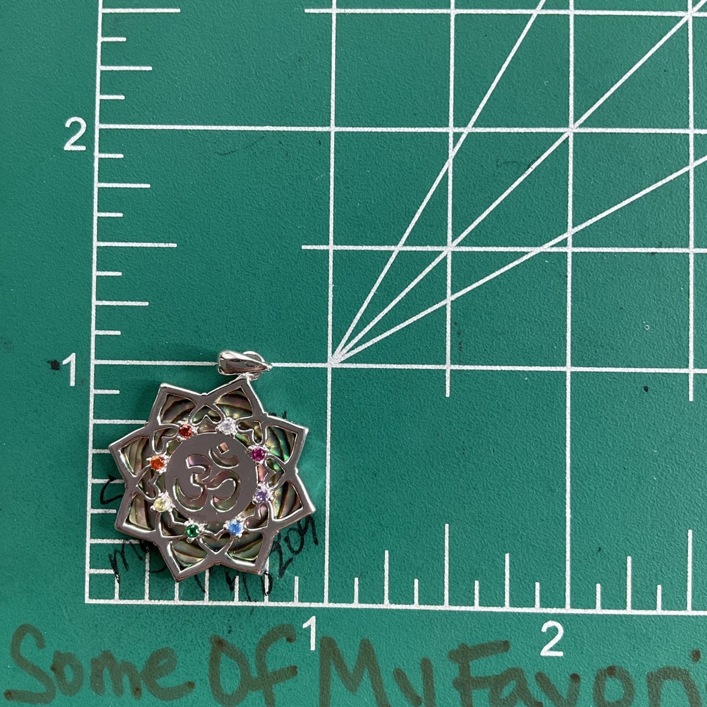 Sterling Silver Om Chakra Pendant 925 Abalone Shell Lotus Yoga Spiritual Jewelry