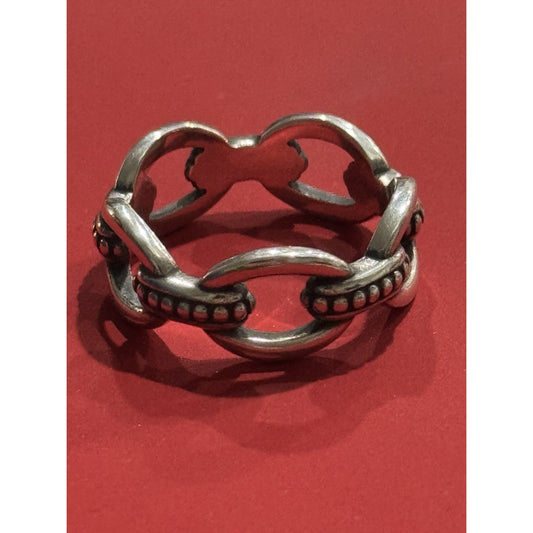 James Avery Retired Sterling Silver Beaded Connected Links Ring Size 9 Pre-Owned