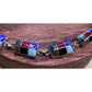 Vintage Mexico 925 Sterling Silver Multi Stone Inlay Link Bracelet 31g 7.5