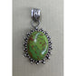 Vintage Sterling Silver Green Turquoise Style Stone Pendant Southwestern Boho