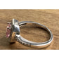 Sterling Silver Pink Stone Halo Ring Size 6 Princess Cut Engagement Style 925
