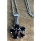 Vintage Garnet Gemstone Sterling Silver Flower Cluster Pendant On 925 Necklace