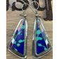 Southwest Sterling Silver Colorful Inlay Triangle Earrings