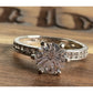 SU Sterling Silver Glass Solitaire Ring Moissanite Accents Size 6.5