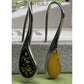Sterling Silver Amber Yellow Cabochon Dangle Earrings Long Drop 4g