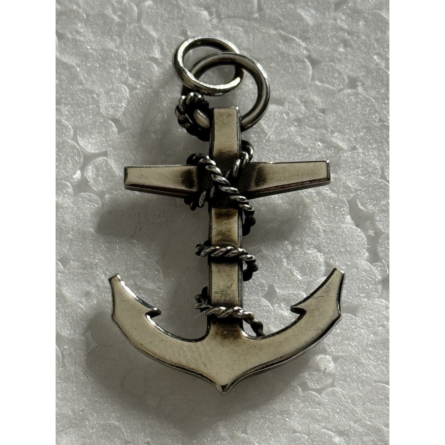 Pre owned James Avery Retired RARE 925 Silver Roped Anchor Pendant 1.5” Faith Hope & Love