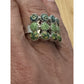 Viva Beads Green Hand Painted Statement Ring Silver Tone Wide Band Size 6.75