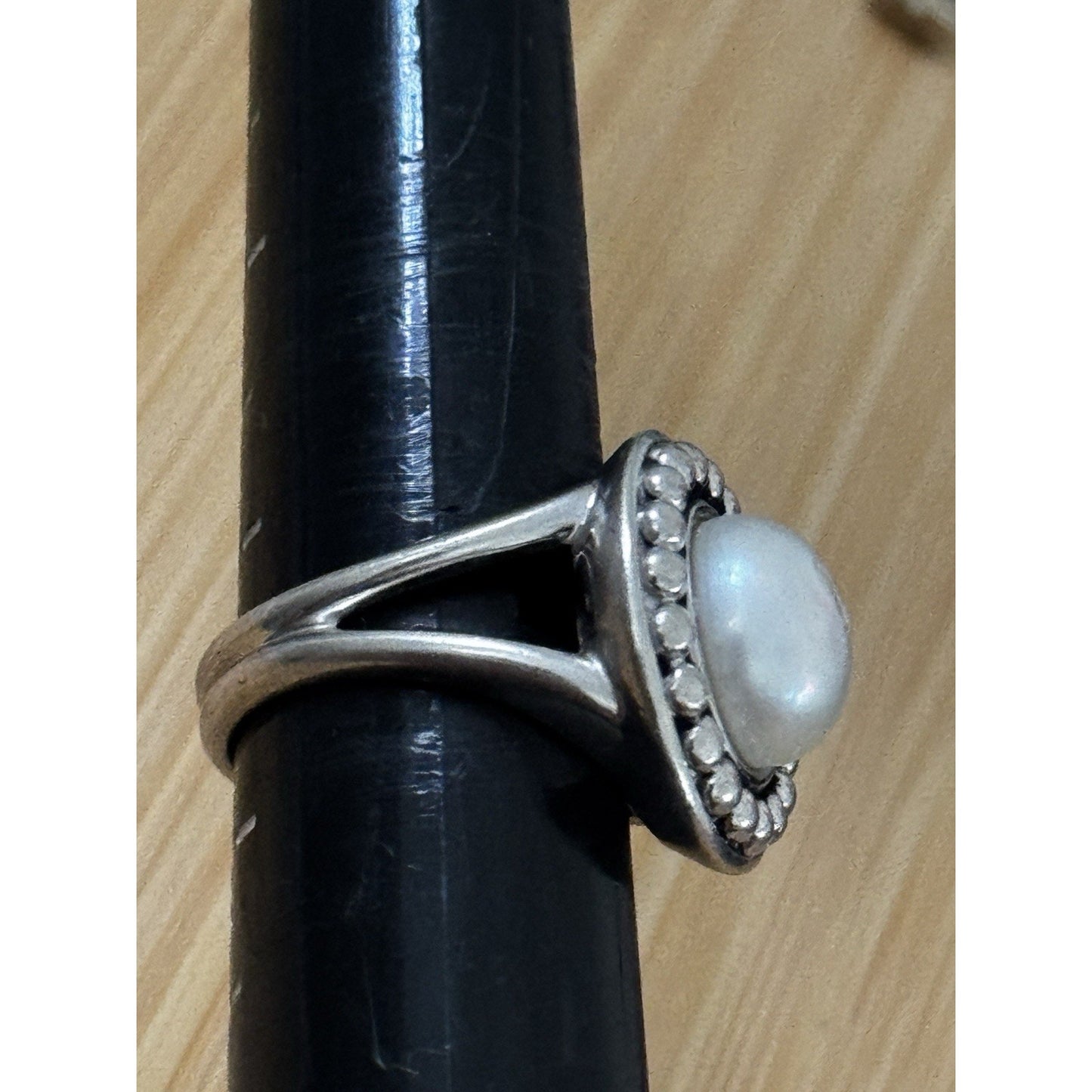 Vintage Sterling Silver Genuine Pearl Beaded Halo Statement Ring Size 7.5 10g