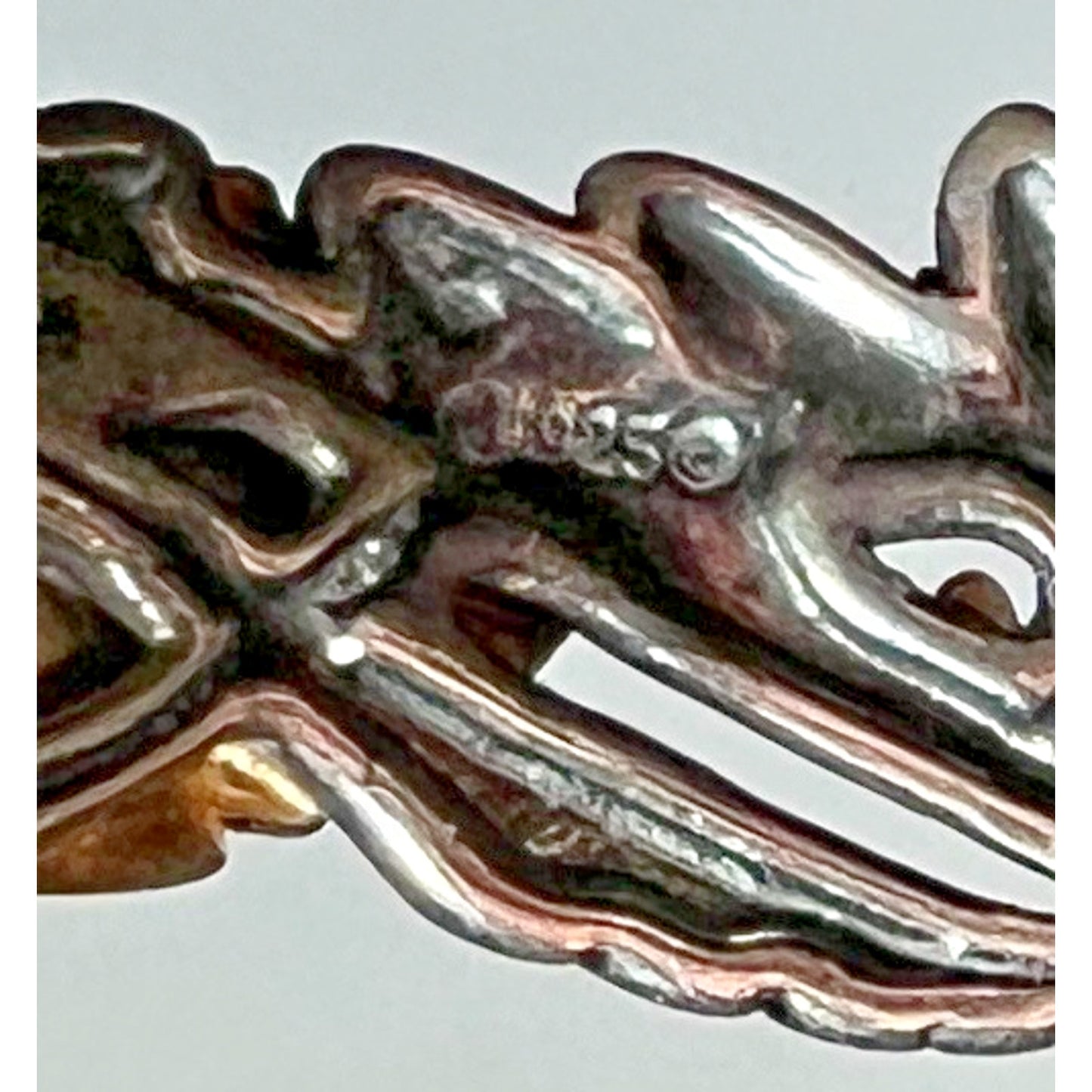 Artisan Brass & Sterling Silver Leaf Cuff Bracelet Jasper Tiger’s Eye Onyx 28g