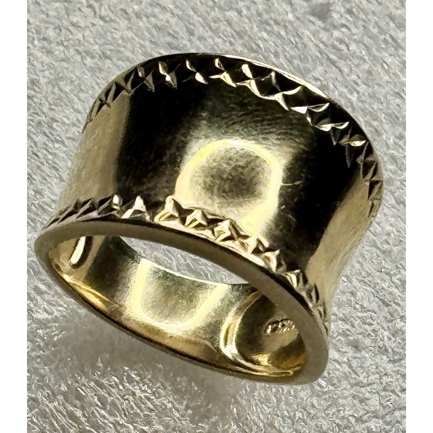 Gold Vermeil 925 Sterling Silver Wide Cigar Band Ring Diamond Cut Size 9