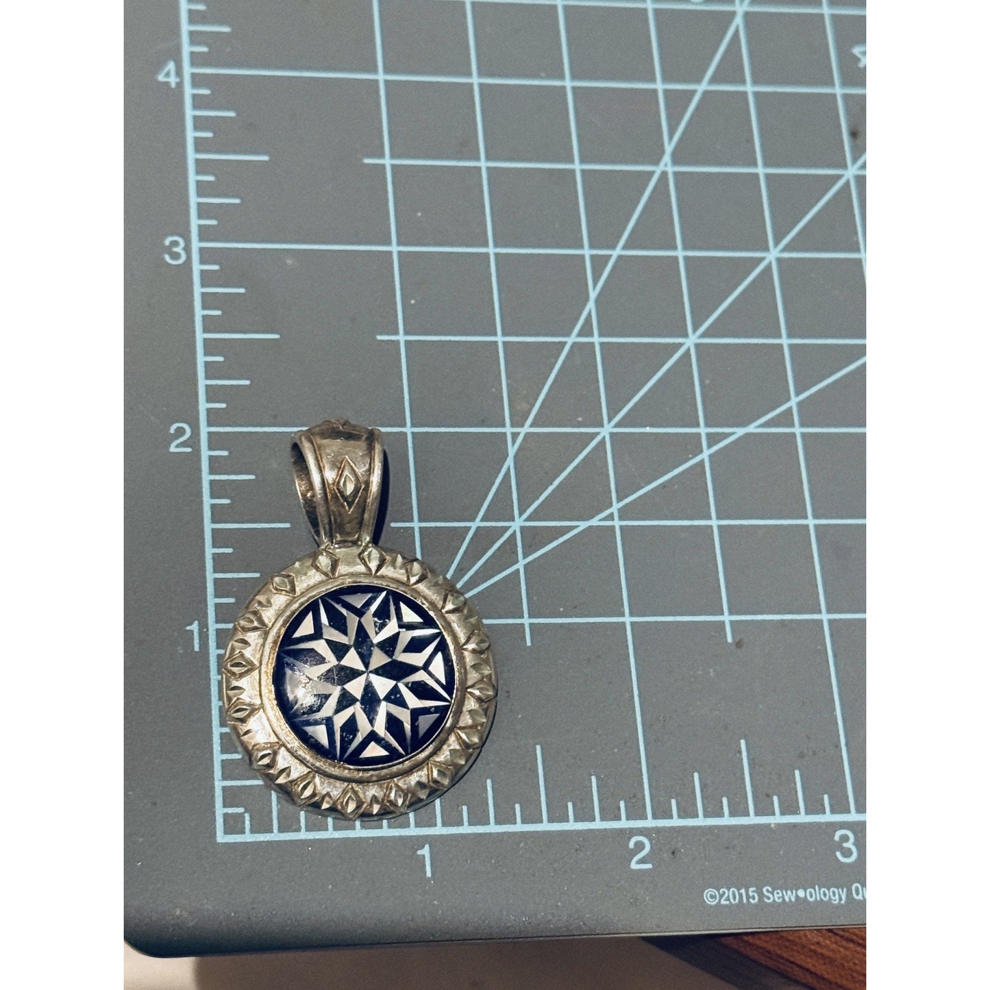 Vintage Carolyn Pollack CP Sterling Silver Lapis Mother of Pearl Pendant 20g