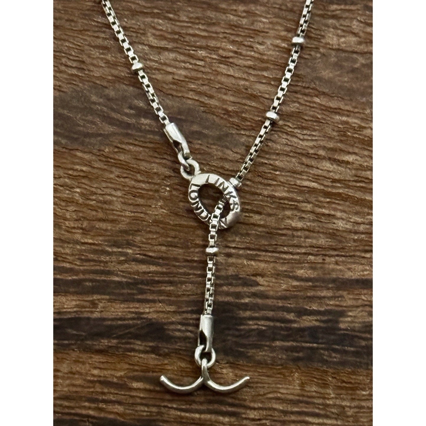 Vintage Links of London Bamboo Y Lariat Necklace Sterling Silver 925 18” Y2K
