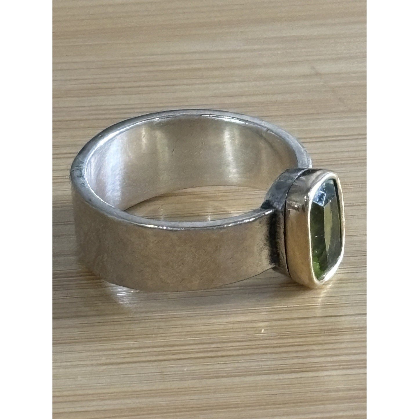 Pre Owned James Avery Retired 14k Gold & Sterling Silver Graciela Green Peridot Ring Sz 9