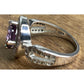 Sterling Silver Purple Halo Ring S925 Vintage Style CZ Size 6.5