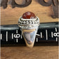 Vintage Doug Paulus DP India Sterling Silver Round Beaded Carnelian Ring Sz 6.5