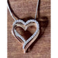 Sterling Silver Two-Tone ~1/5CTW Diamond Double Open Heart Pendant Necklace 18”