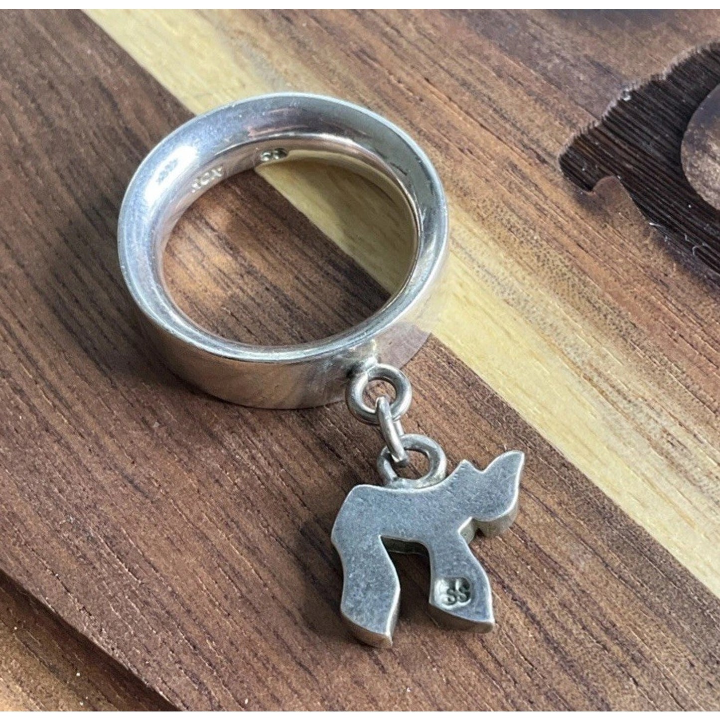 Roxanne Assoulin ROX Sterling Silver Chai Ring Hebrew חי Charm Ring Size 4.5