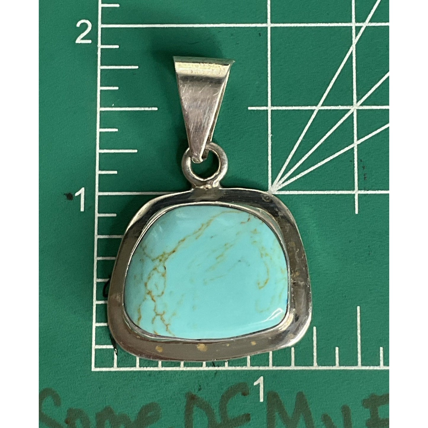 Vintage Sterling Silver Turquoise Pendant Modernist Southwest Statement 14g!