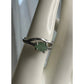 925 Sterling Silver Green Stone Ring Size 8 Oval Cabochon CZ Accent Ring