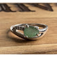 925 Sterling Silver Green Stone Ring Size 8 Oval Cabochon CZ Accent Ring