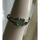 925 Sterling Silver Green Stone Ring Size 8 Oval Cabochon CZ Accent Ring