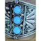 Vintage Tribal Sterling Silver 3 Stone Turquoise Saddle Ring Afghan Kuchi Sz 8