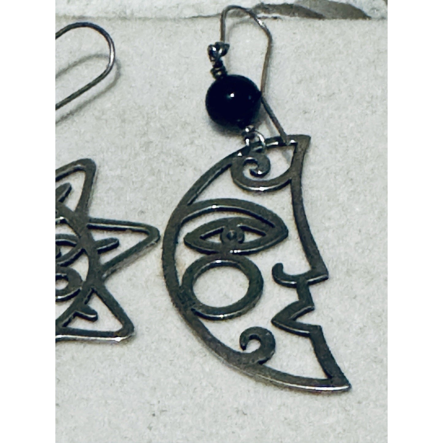 Retired RARE James Avery Sterling Celestial Sun & Moon Earrings Black Onyx 2.75”