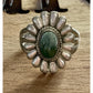 Vintage Sterling Silver Green Turquoise Ring Navajo Style Cluster Size 8