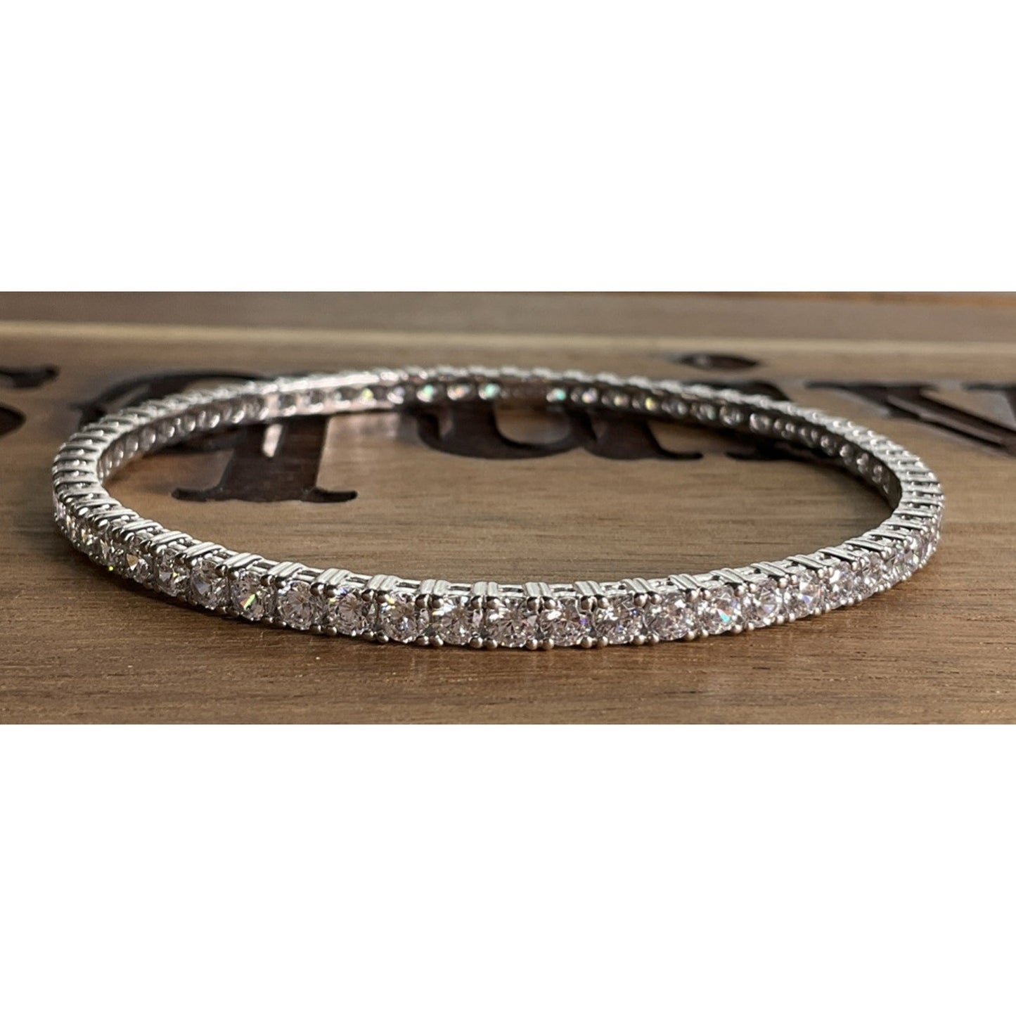 Sterling Silver CZ Tennis Bangle Bracelet 925 Cubic Zirconia