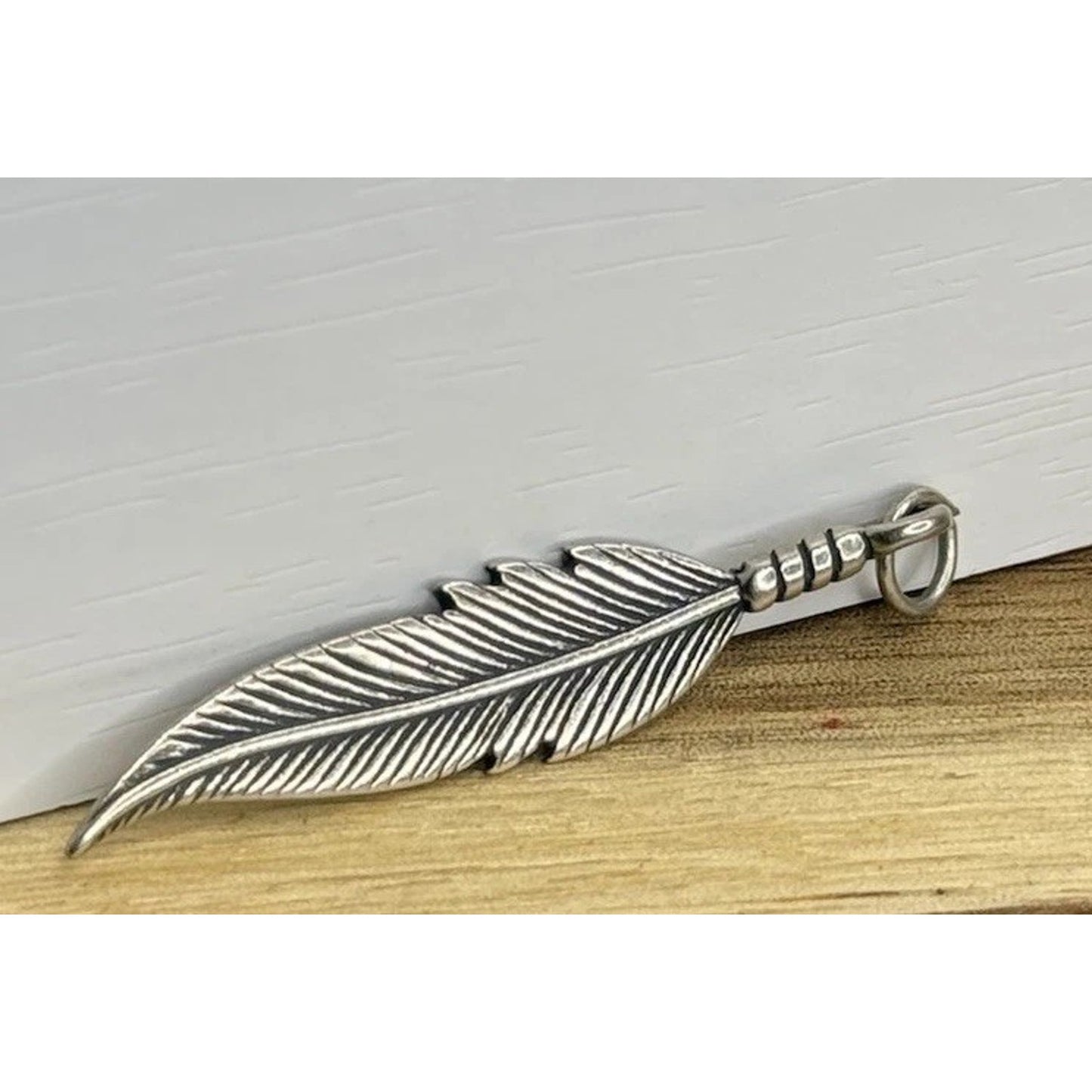 Vintage Sterling Silver Large Feather Charm 2 grams