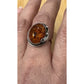 Vintage 925 Baltic Amber Cognac Sterling Silver Ring Size 7.5 Statement Ring