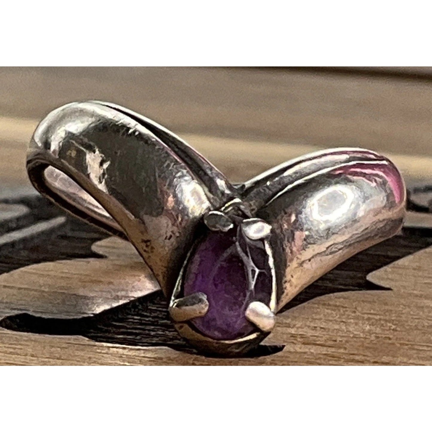 Retired James Avery Apogean Purple Amethyst Tear Drop Ring Size 5.5