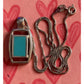 Sterling Silver 925 Rectangular Turquoise Pendant Necklace Thailand on Box Chain
