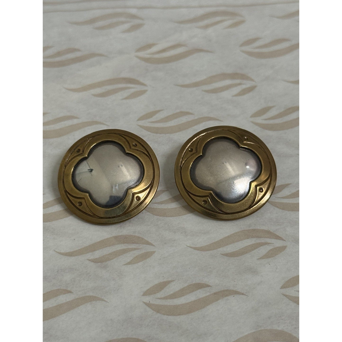 James Avery Retired French Clip Sterling Silver & Brass Post Earrings Pre-Owned