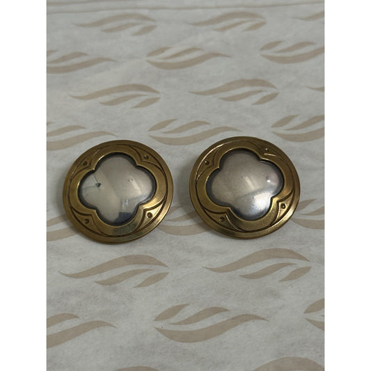 James Avery Retired French Clip Sterling Silver & Brass Post Earrings Pre-Owned