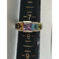 Vintage Sterling Silver Multi Gemstone Ring Rainbow Band Gemstones Ring Sz 7.5