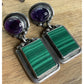 Vintage Roie Jaque Navajo Native American 925 Sterling Malachite Dangle Earrings