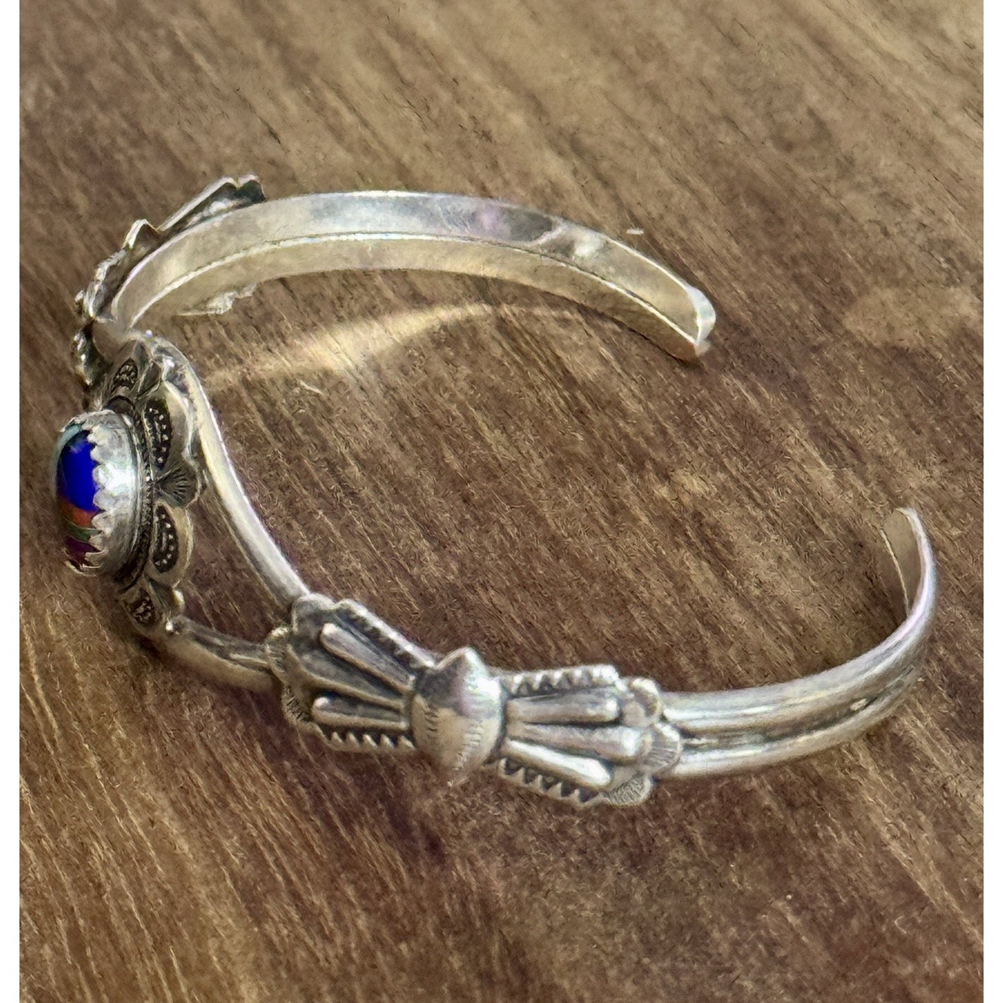 Navajo Sterling Multi Stone Inlay Cuff Bracelet Clarence Thomas C.T. 9.6g